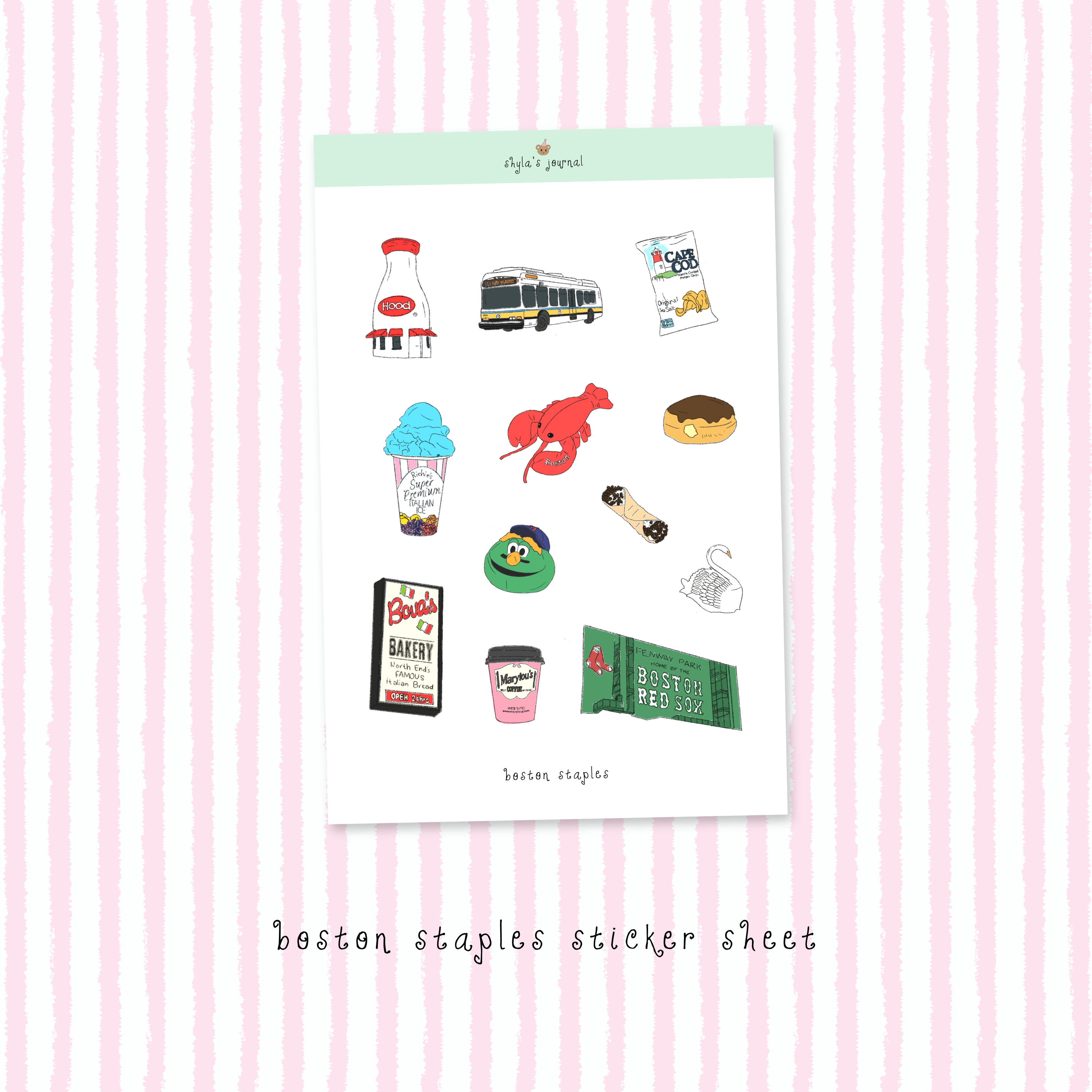 boston staples sticker sheet