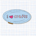 "i love crafts" patch vinyl sticker
