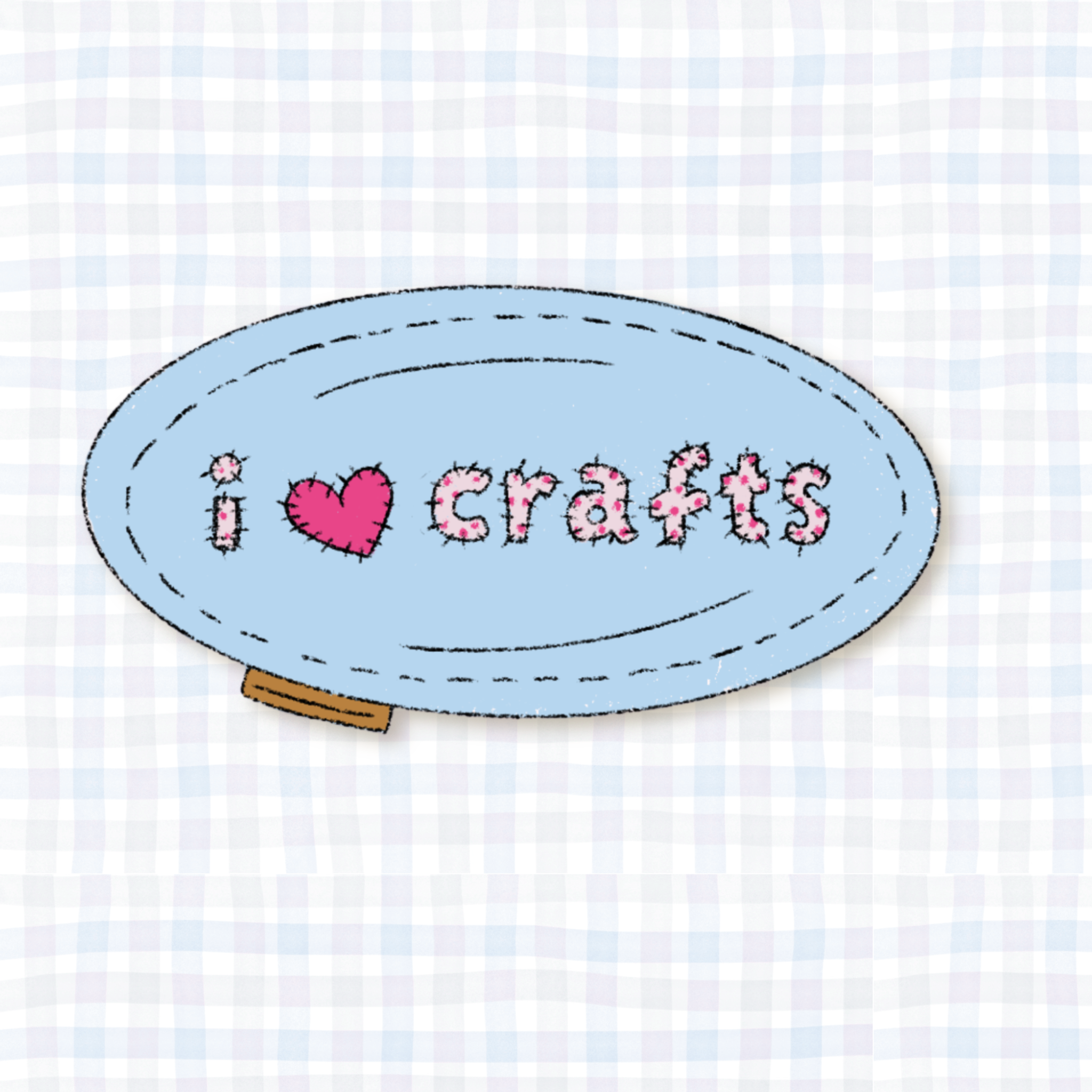 "i love crafts" patch vinyl sticker
