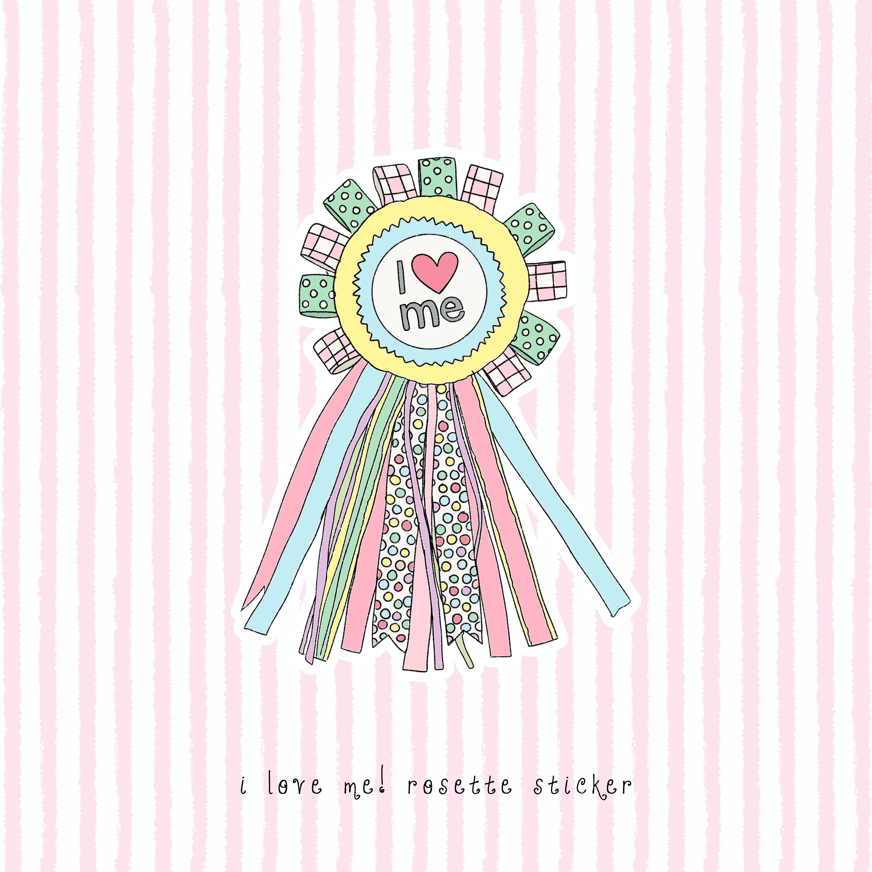 i love me! rosette ribbon vinyl sticker