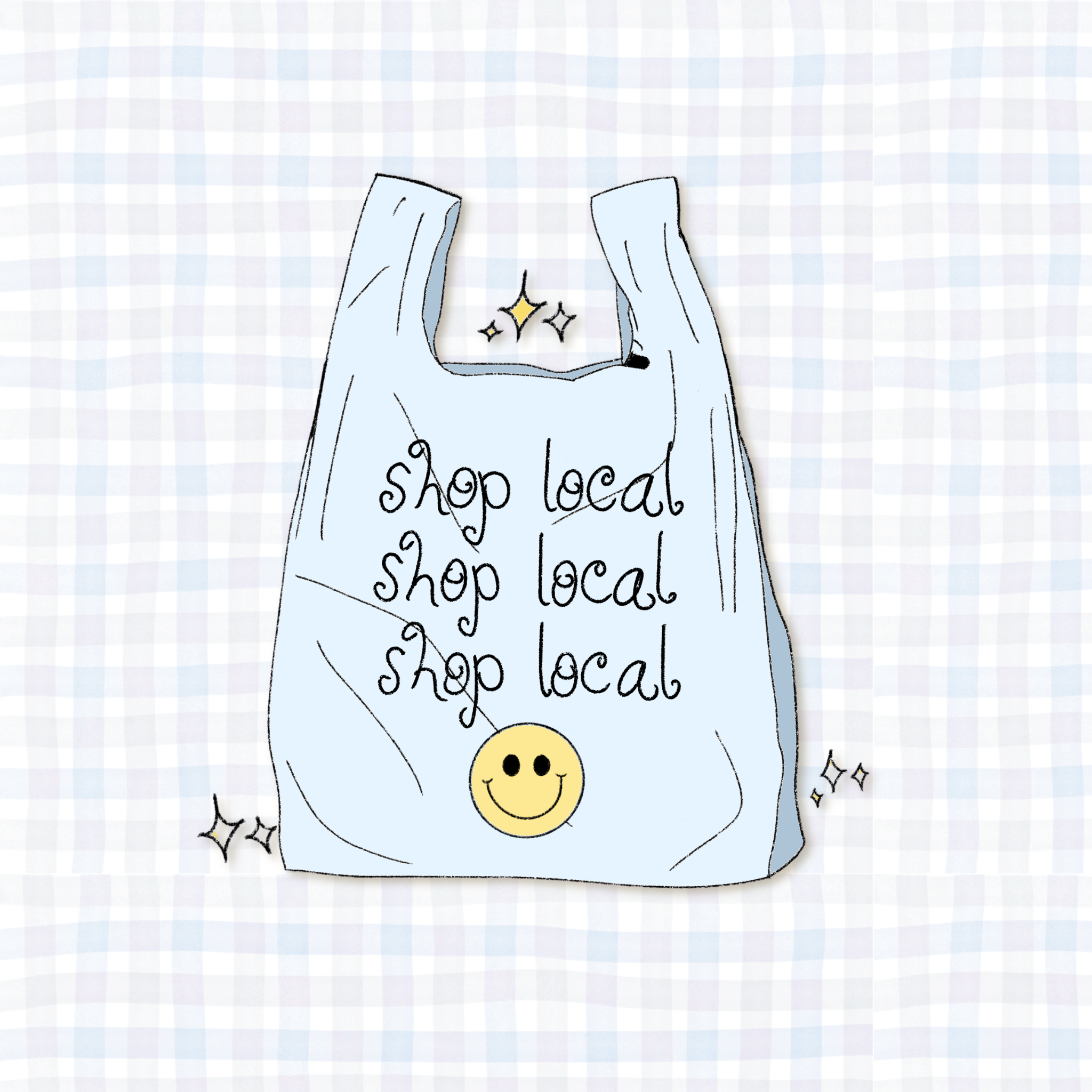 "shop local" tote bag vinyl sticker