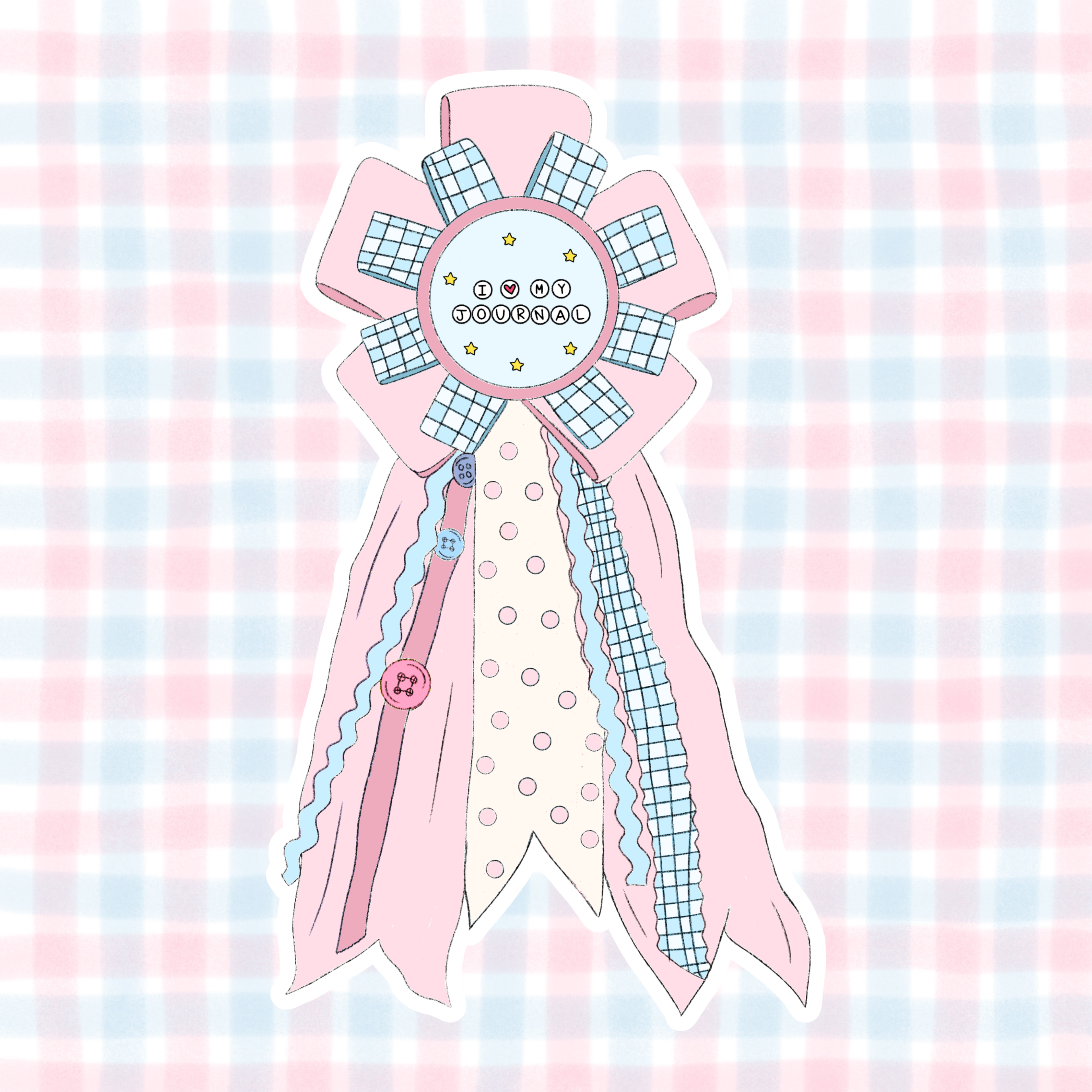 "i love my journal" prize ribbon rosette vinyl sticker