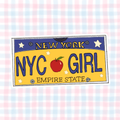 NYC girl license plate vinyl sticker