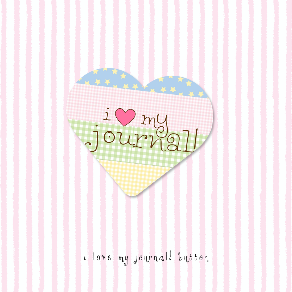 i love my journal! heart-shaped button pin