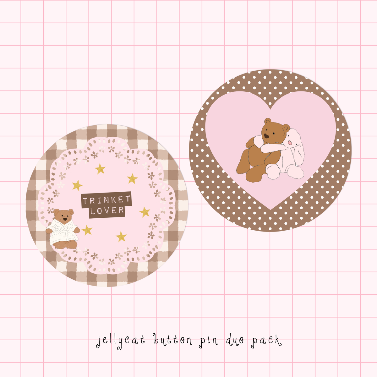 jellycat inspired button pin duo pack