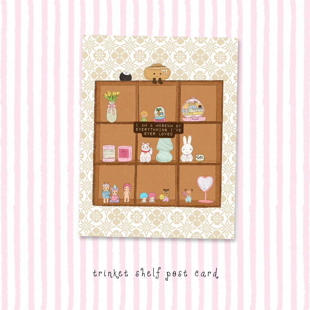 trinket shelf double-sided postcard
