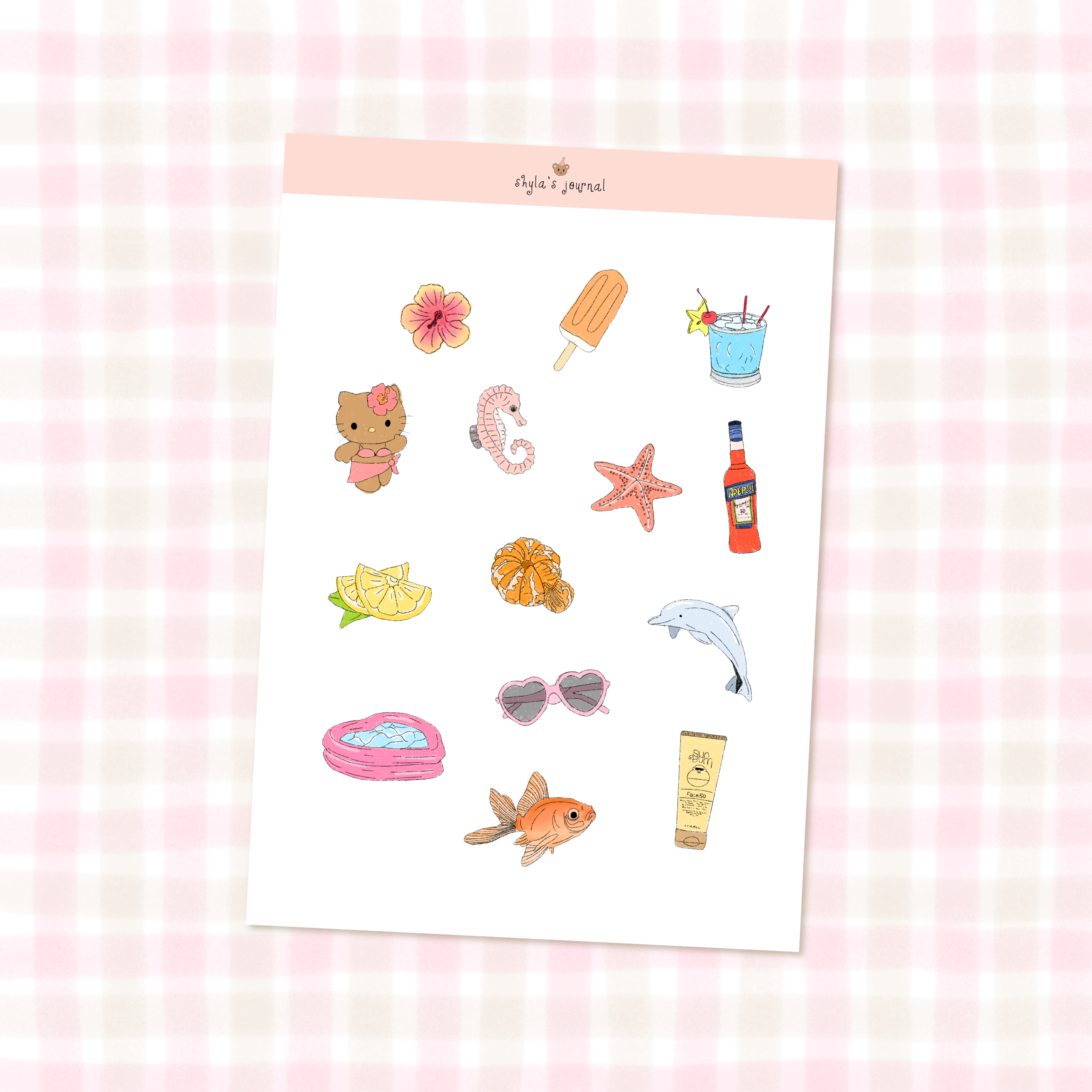 tropical girl sticker sheet