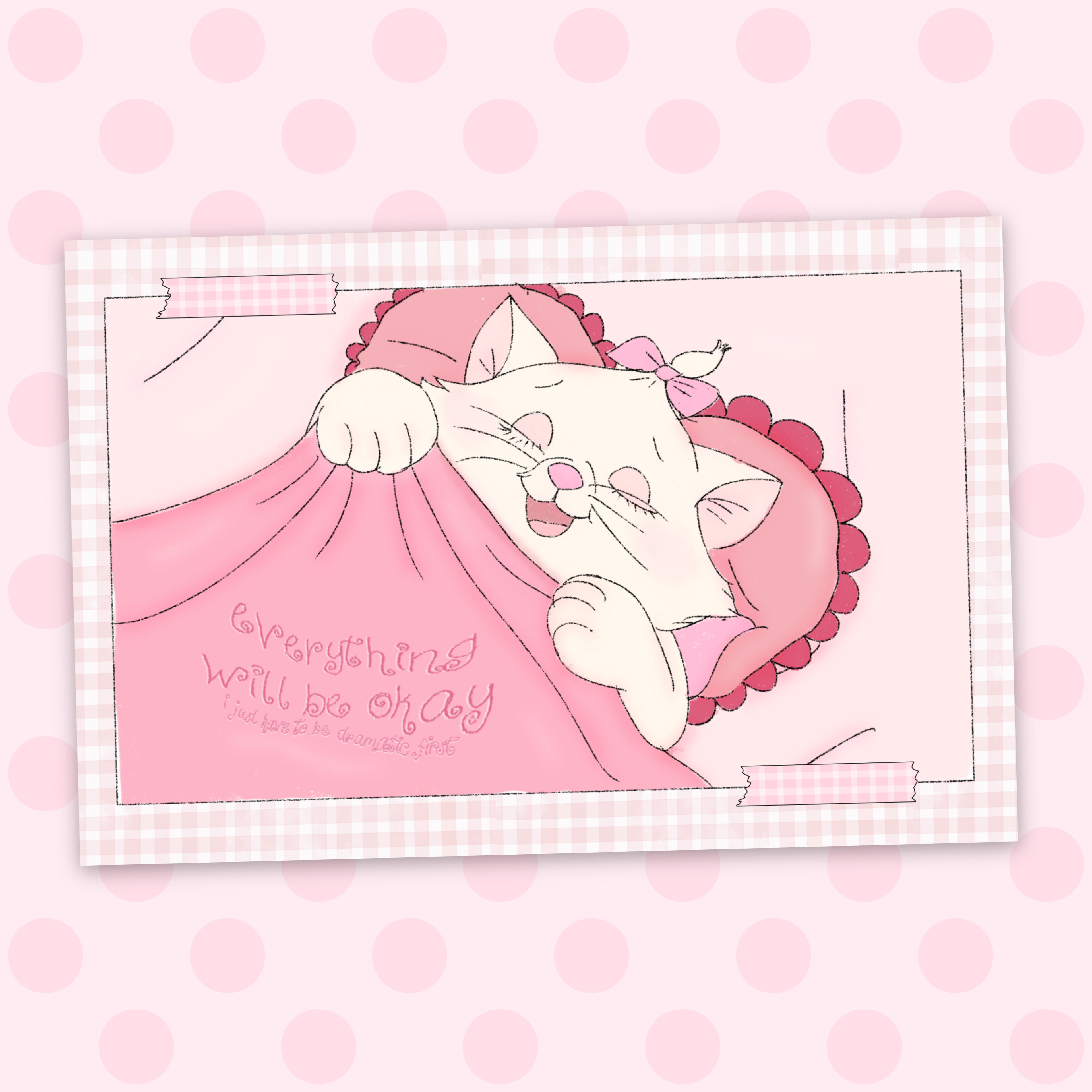 "everything will be okay" kitty double-sided postcard
