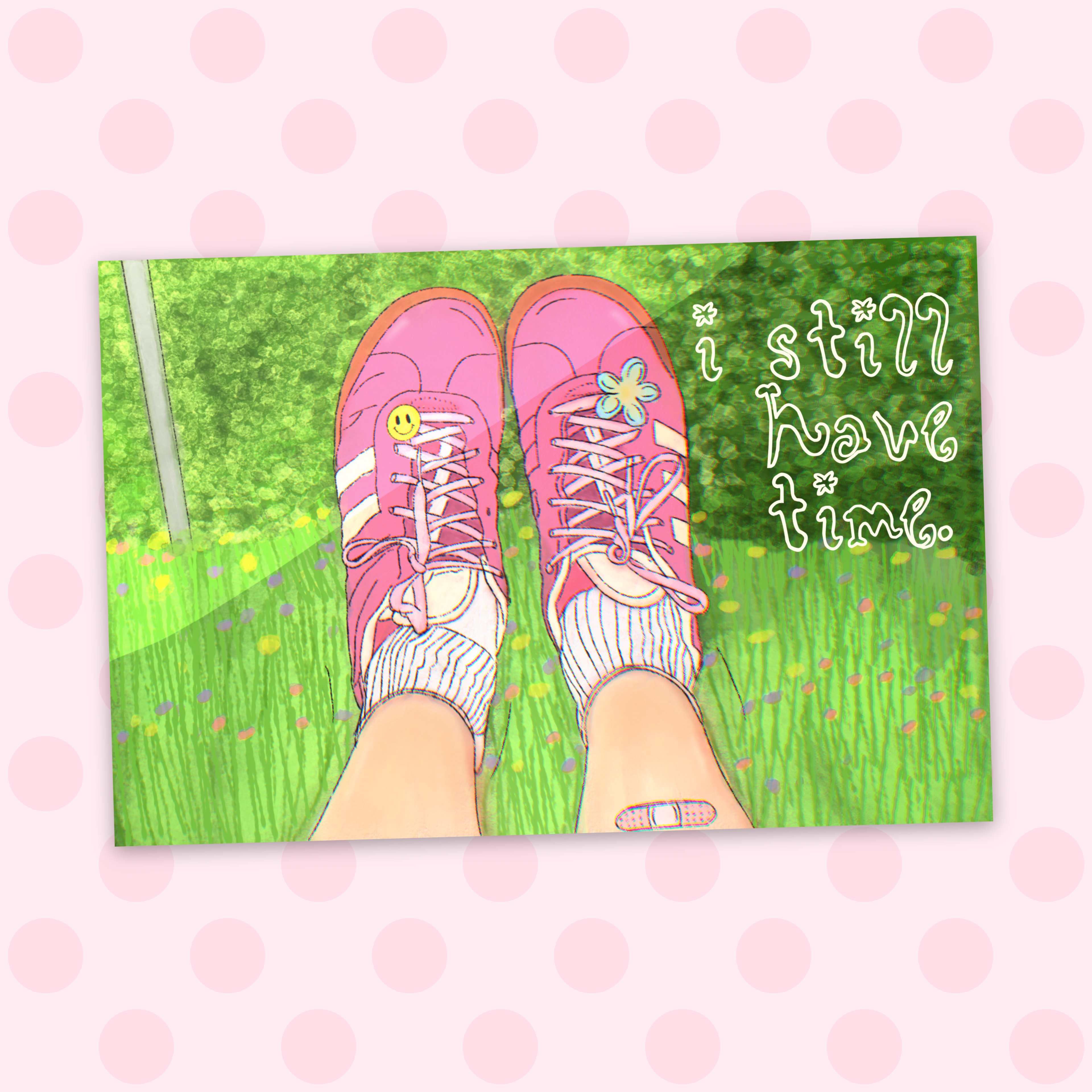 "i still have time" double-sided postcard