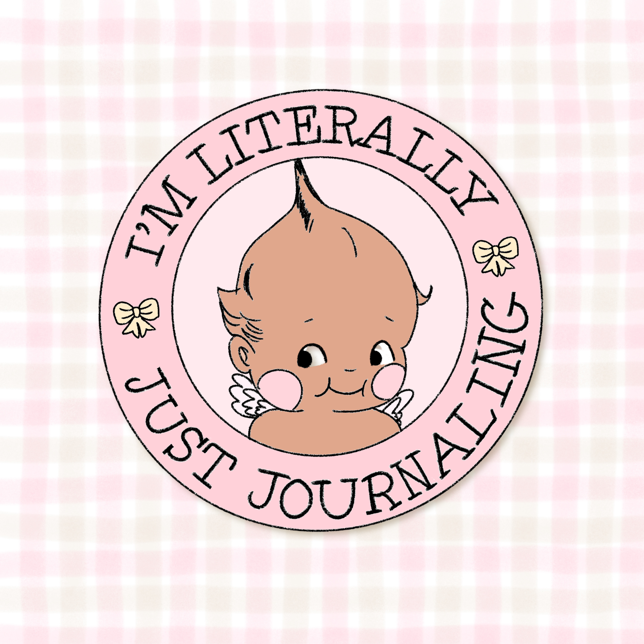 "just journaling" kewpie sticker