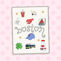 boston double-sided postcard