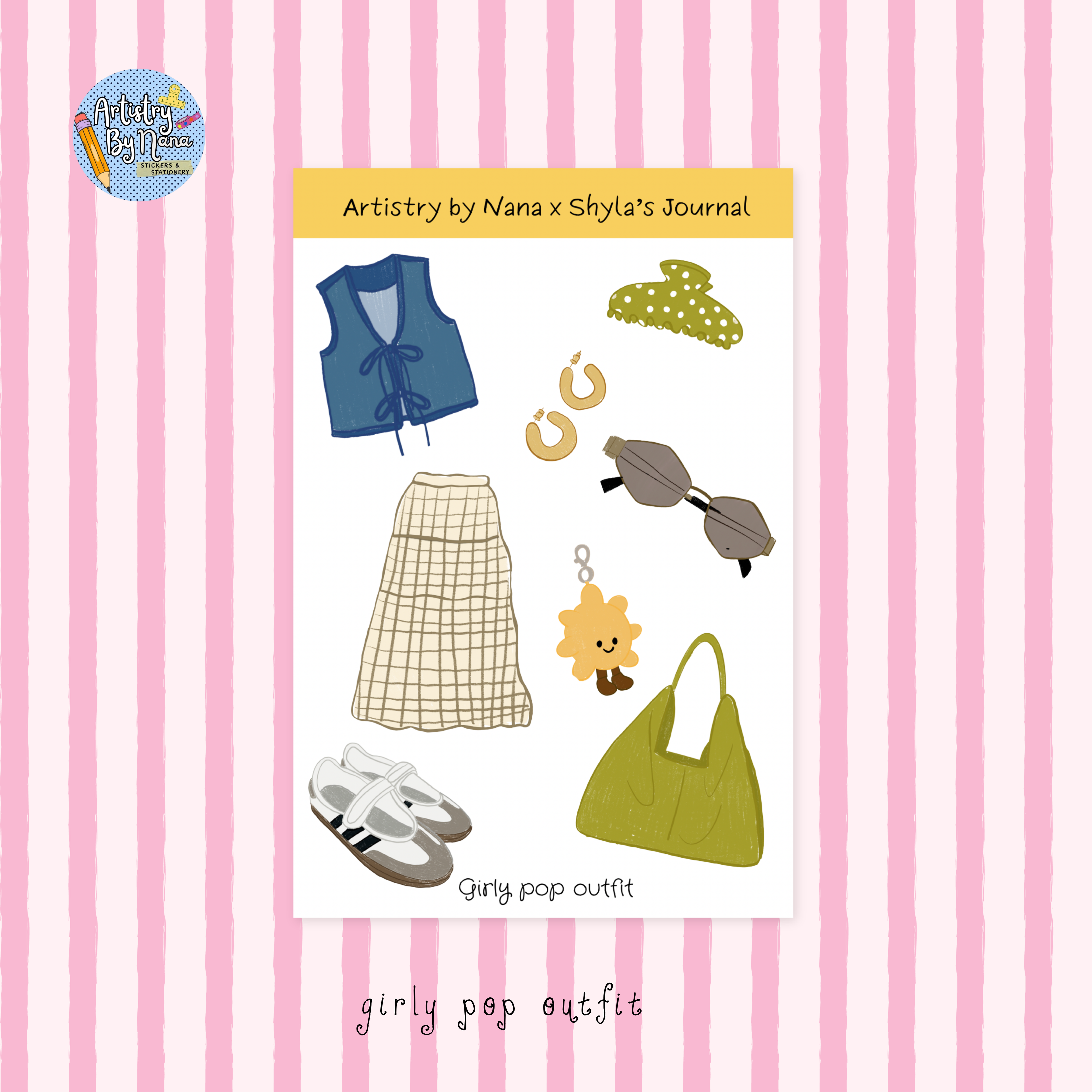 "girly pop outfit" vinyl sticker sheet - artistrybynana x shylasjournal