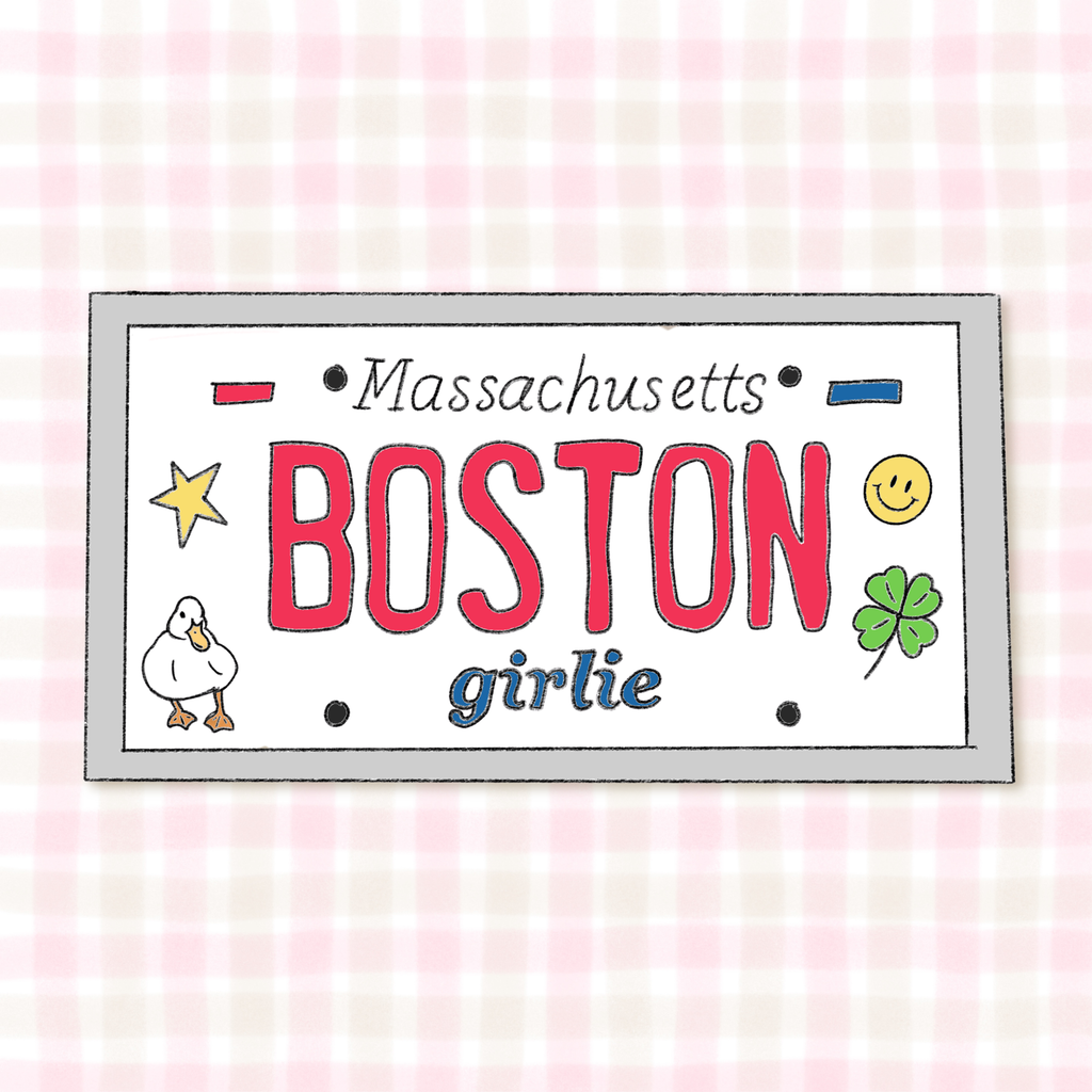 boston girlie license plate sticker