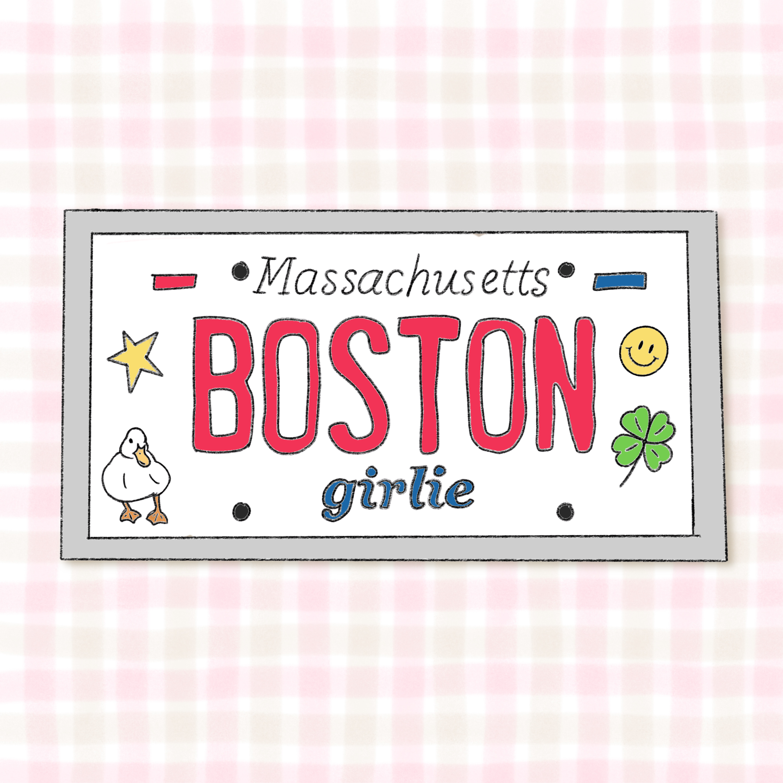 boston girlie license plate sticker