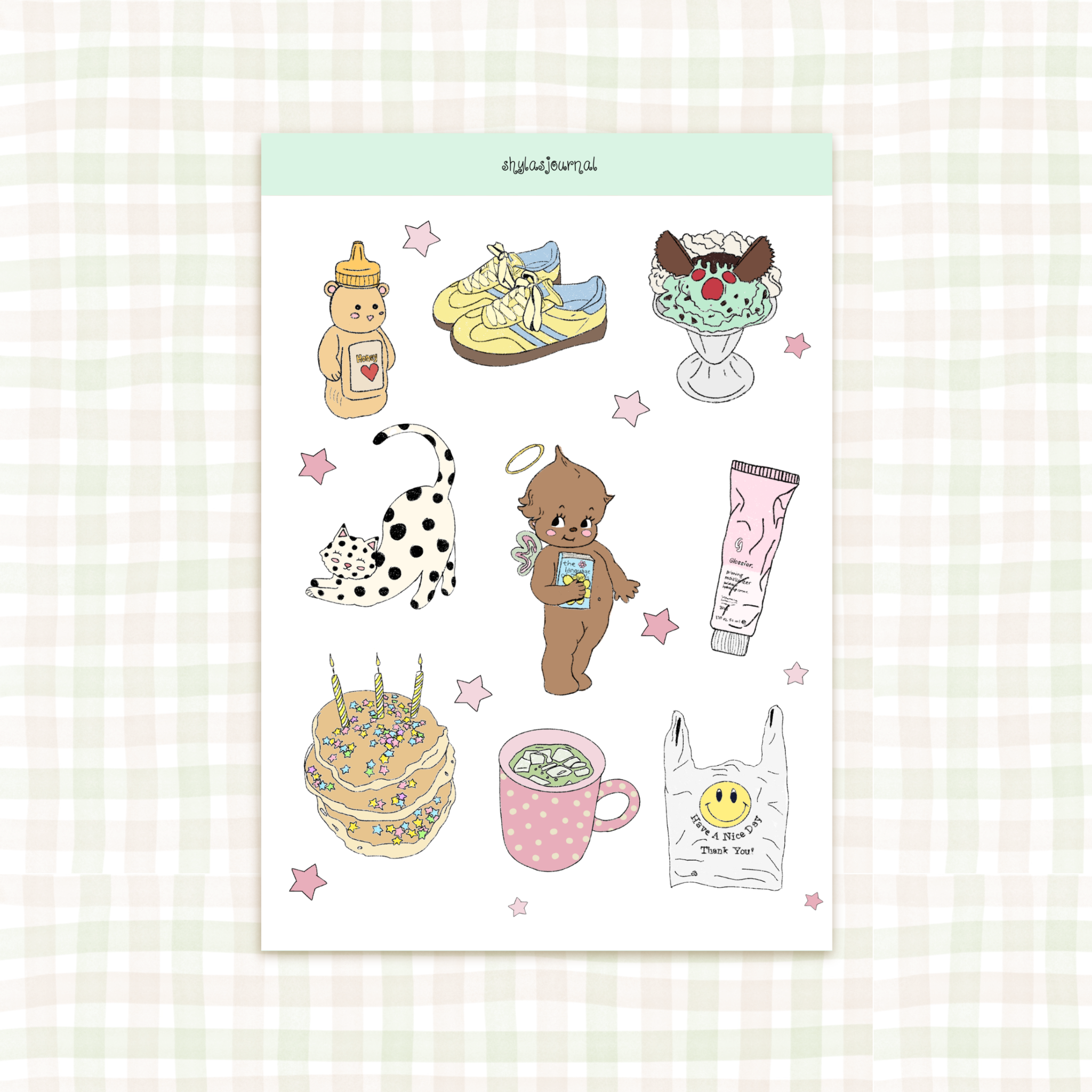 girly doodles sticker sheet