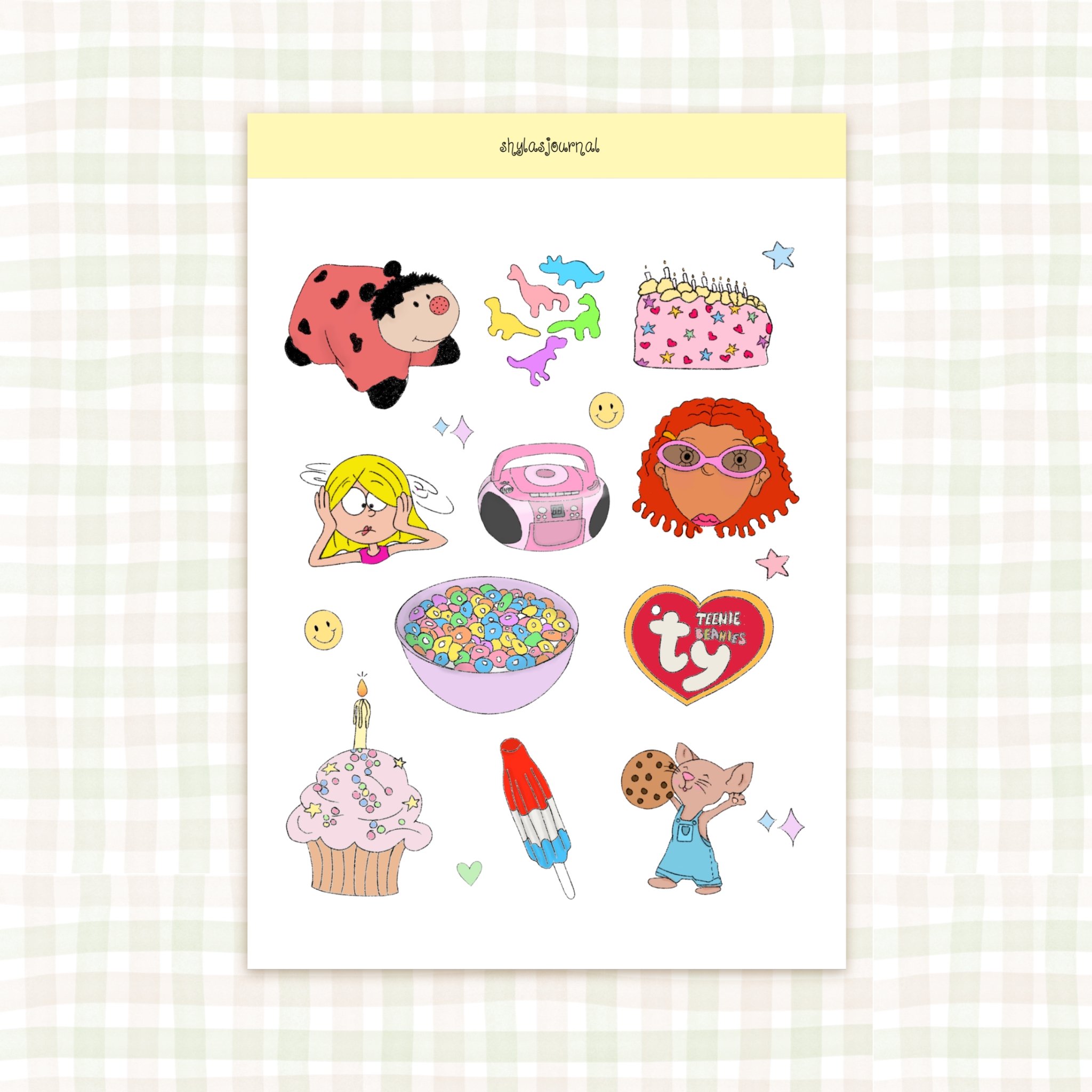 nostalgic doodles sticker sheet
