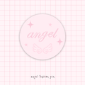 angel pink button pin
