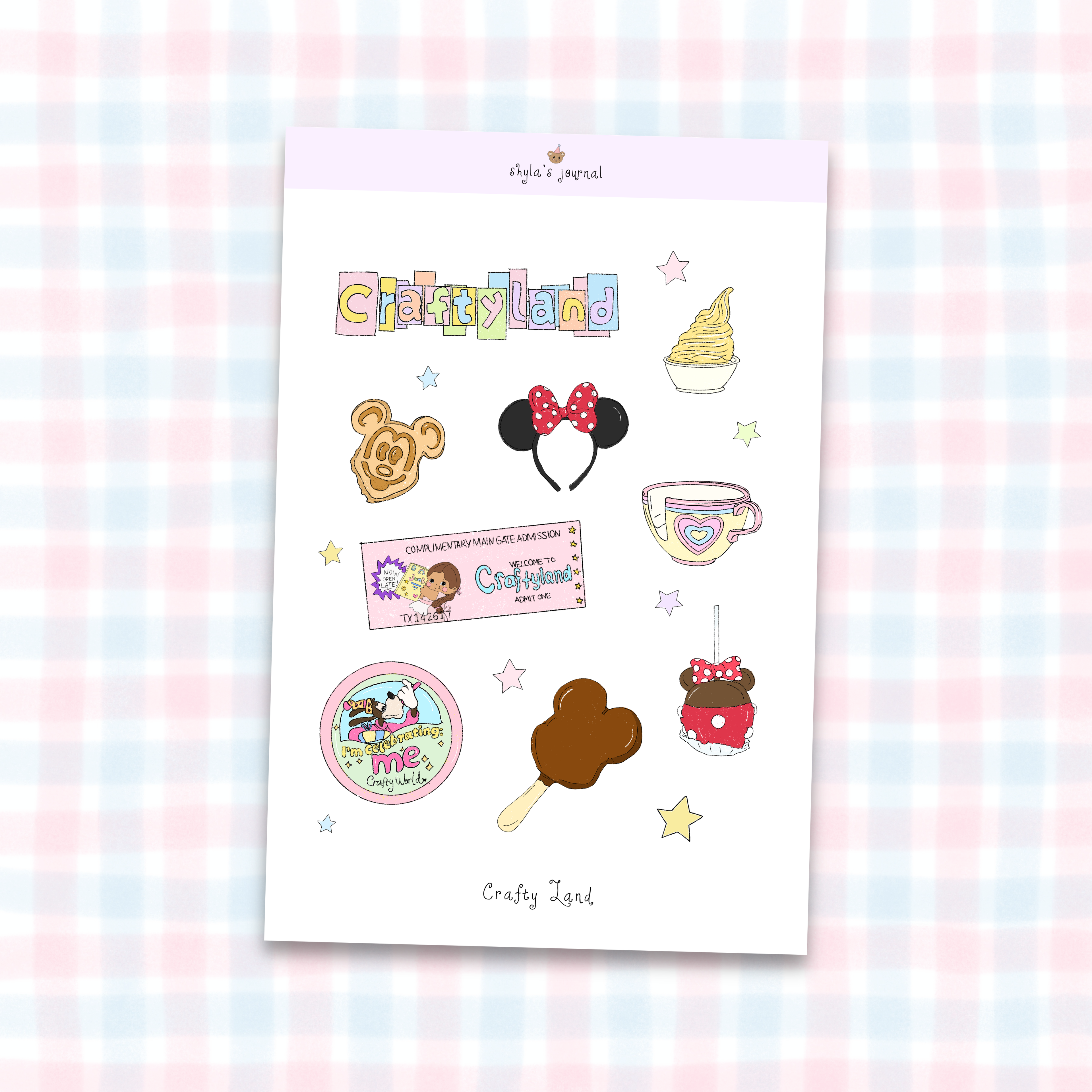 "Crafty Land" sticker sheet