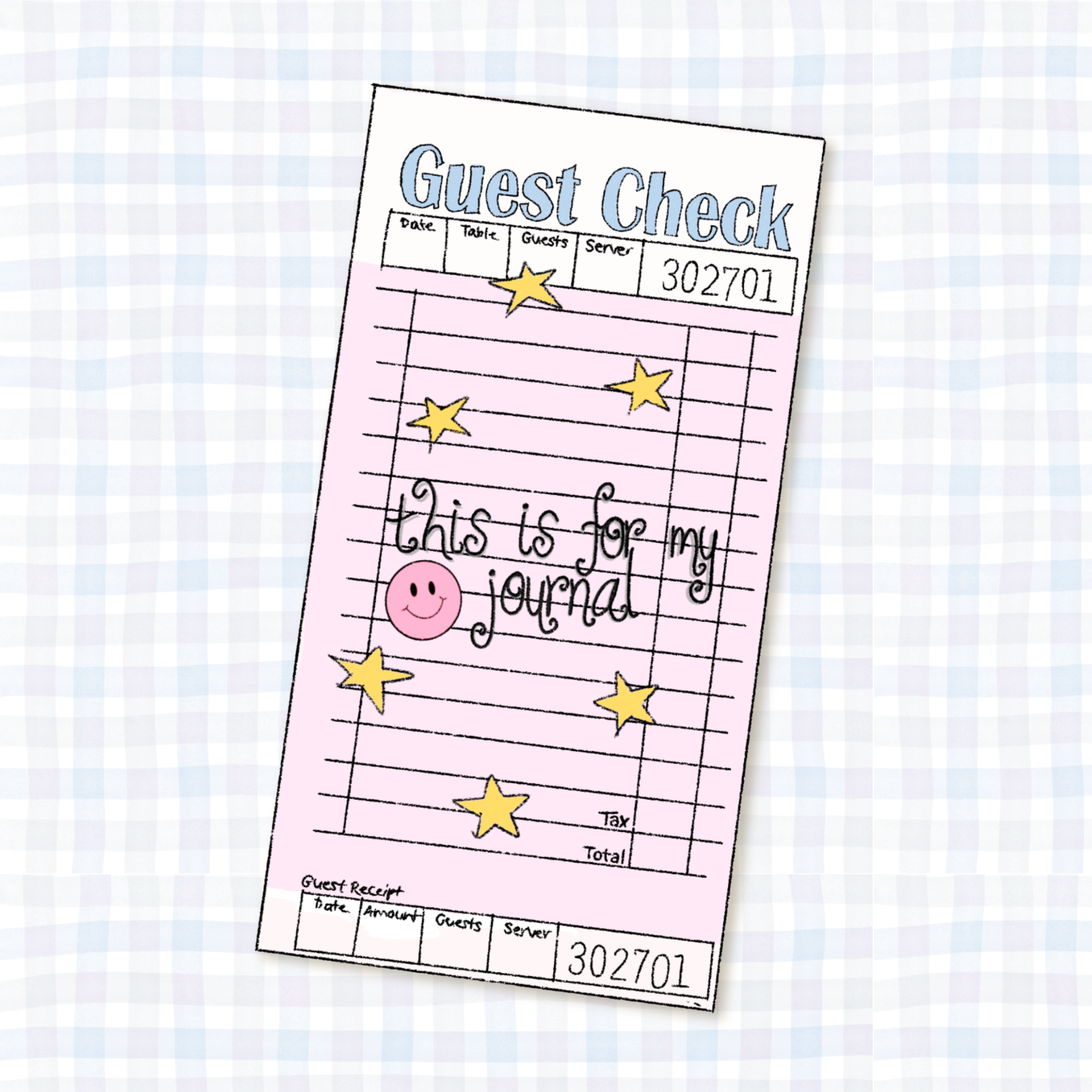 "this is for my journal" guest check vinyl sticker