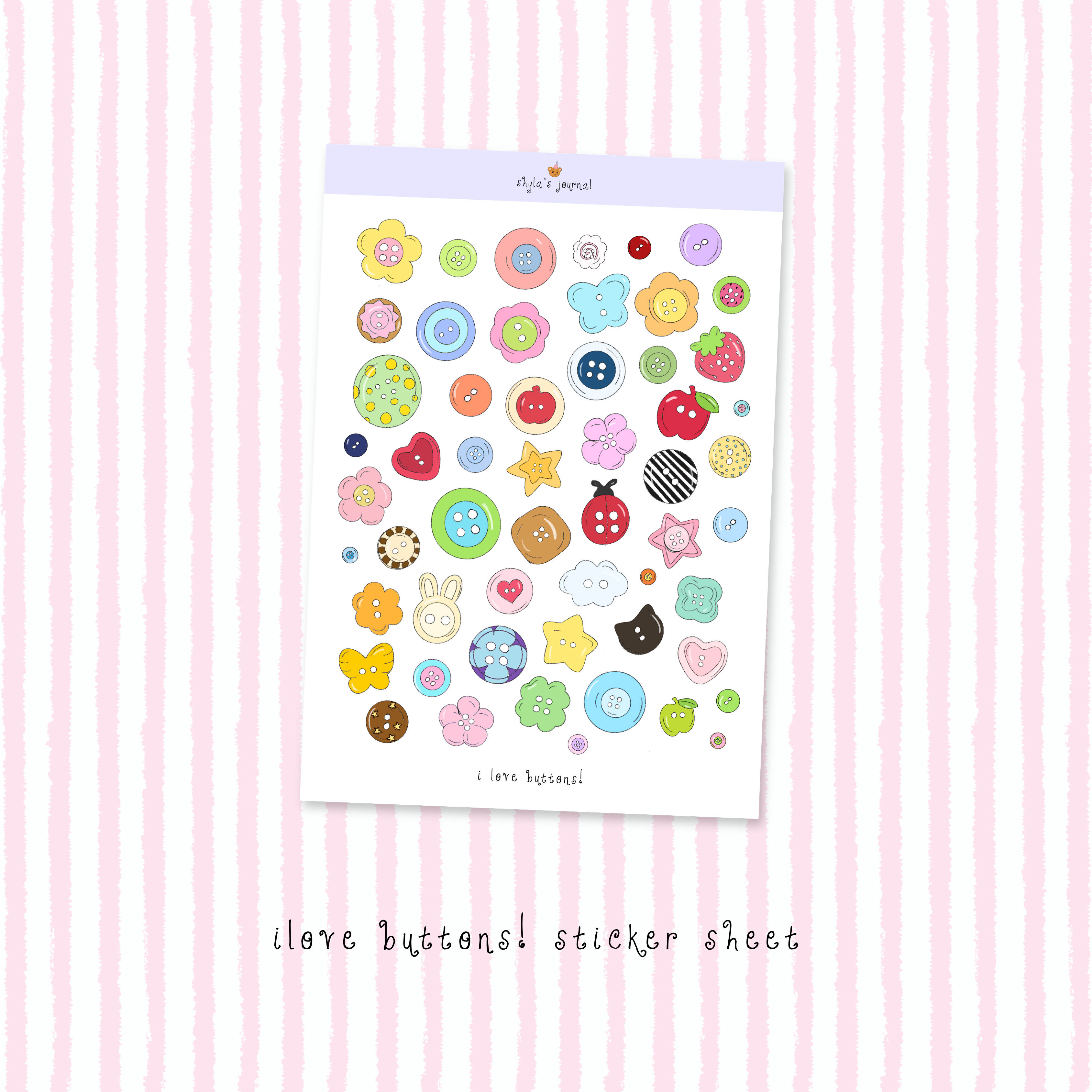 i love buttons! sticker sheet