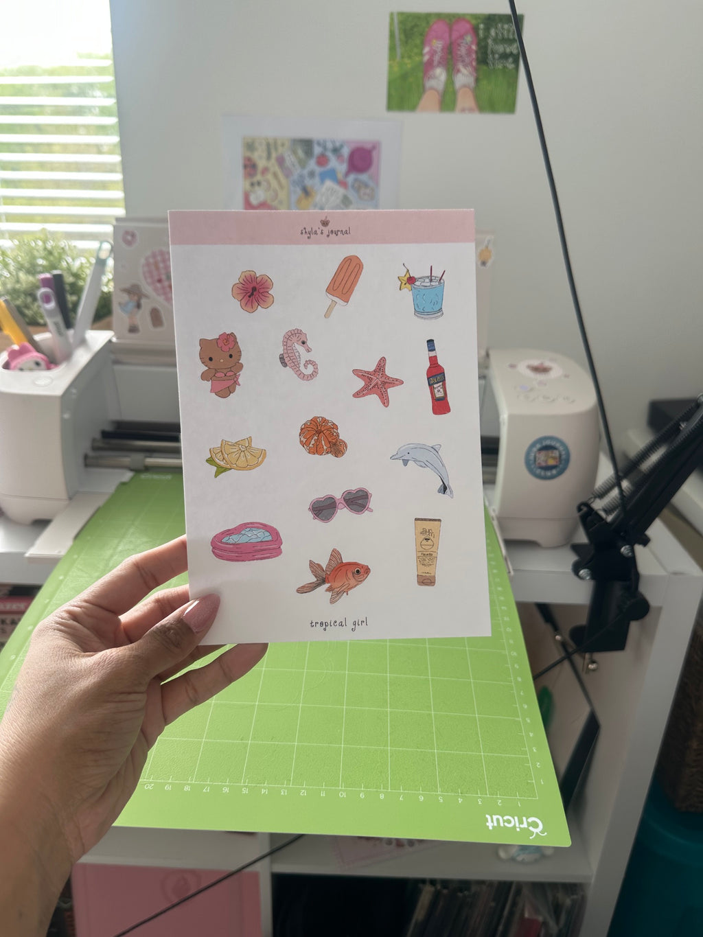 tropical girl sticker sheet