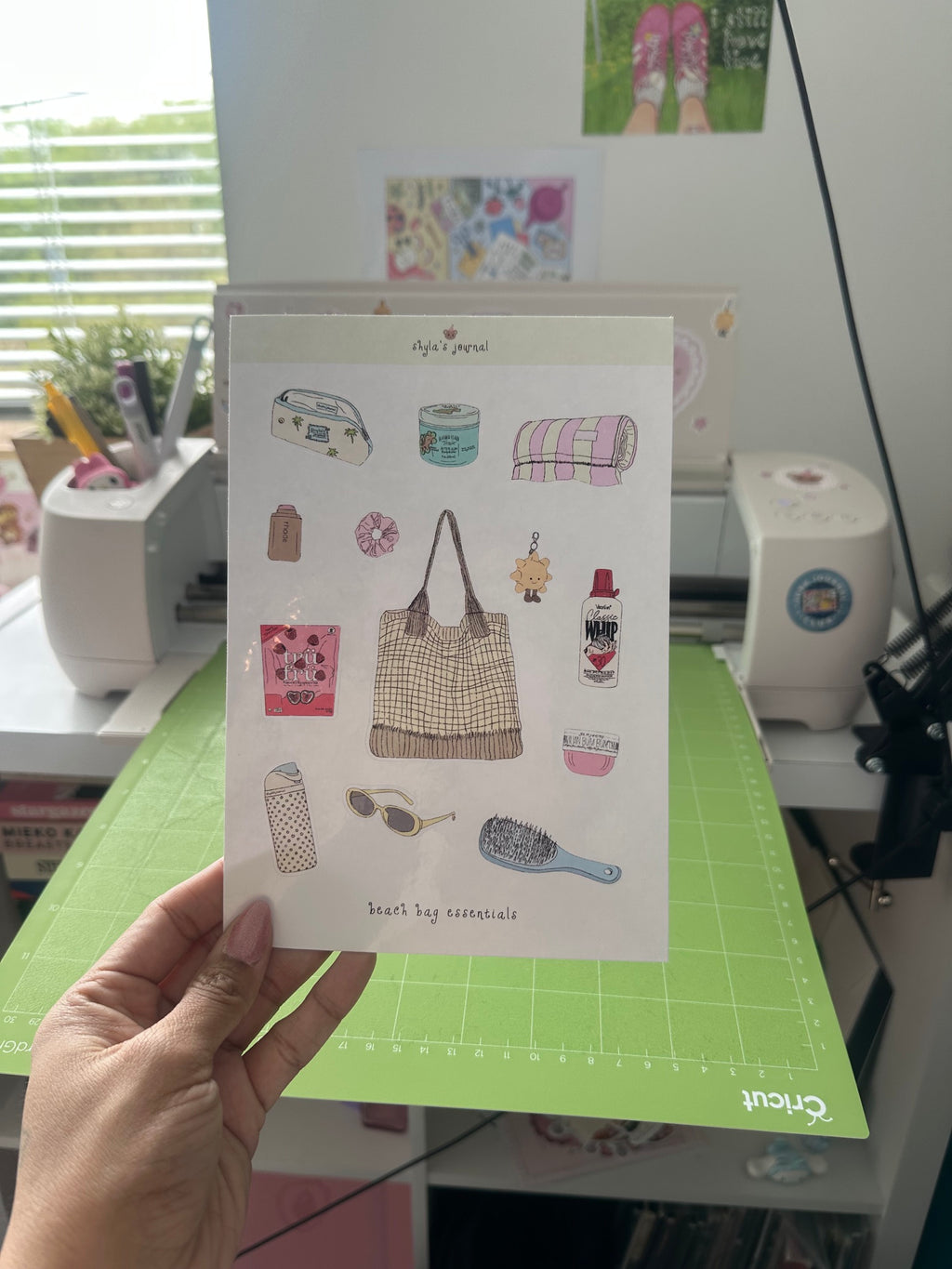 beach bag essentials sticker sheet