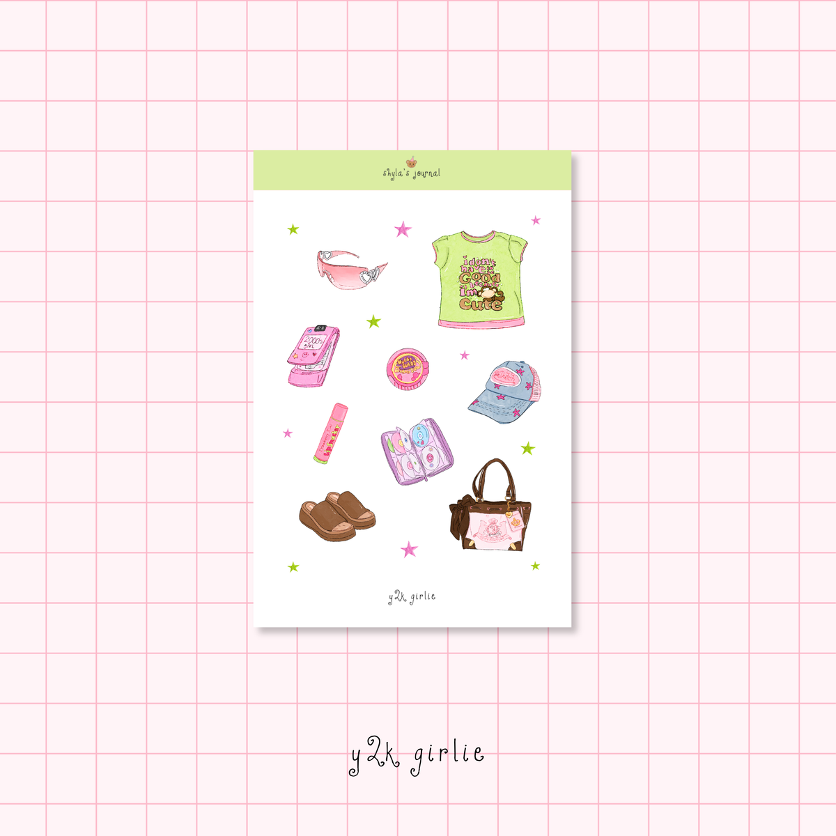 y2k girlie sticker sheet