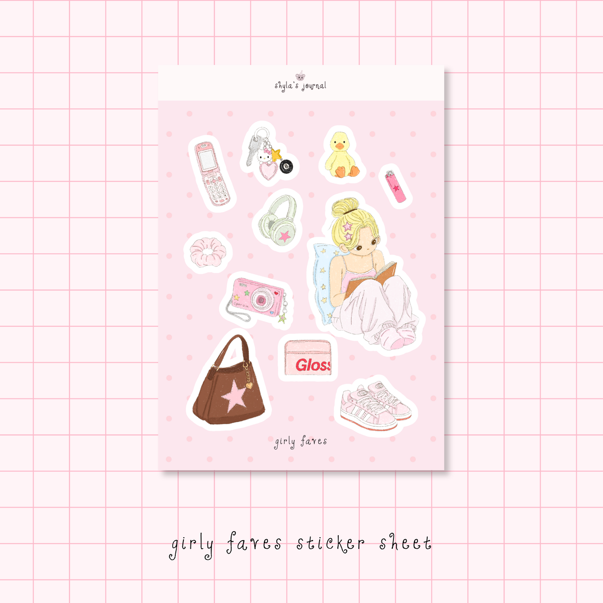girly faves sticker sheet