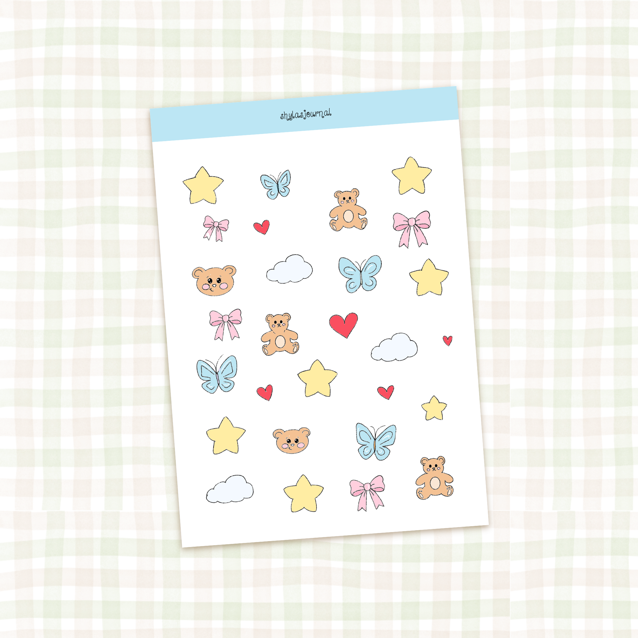teeny bear doodles sticker sheet